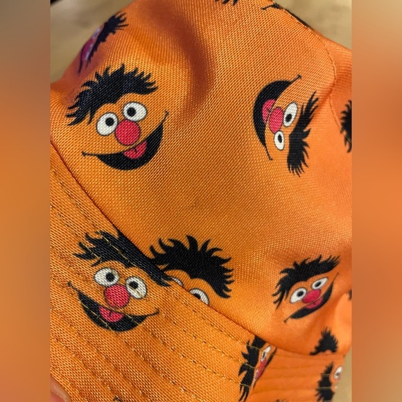 Ernie Bucket Hat Orange Black Reversible Unisex Sesame Street Cartoon Fisherman - Picture 8 of 14